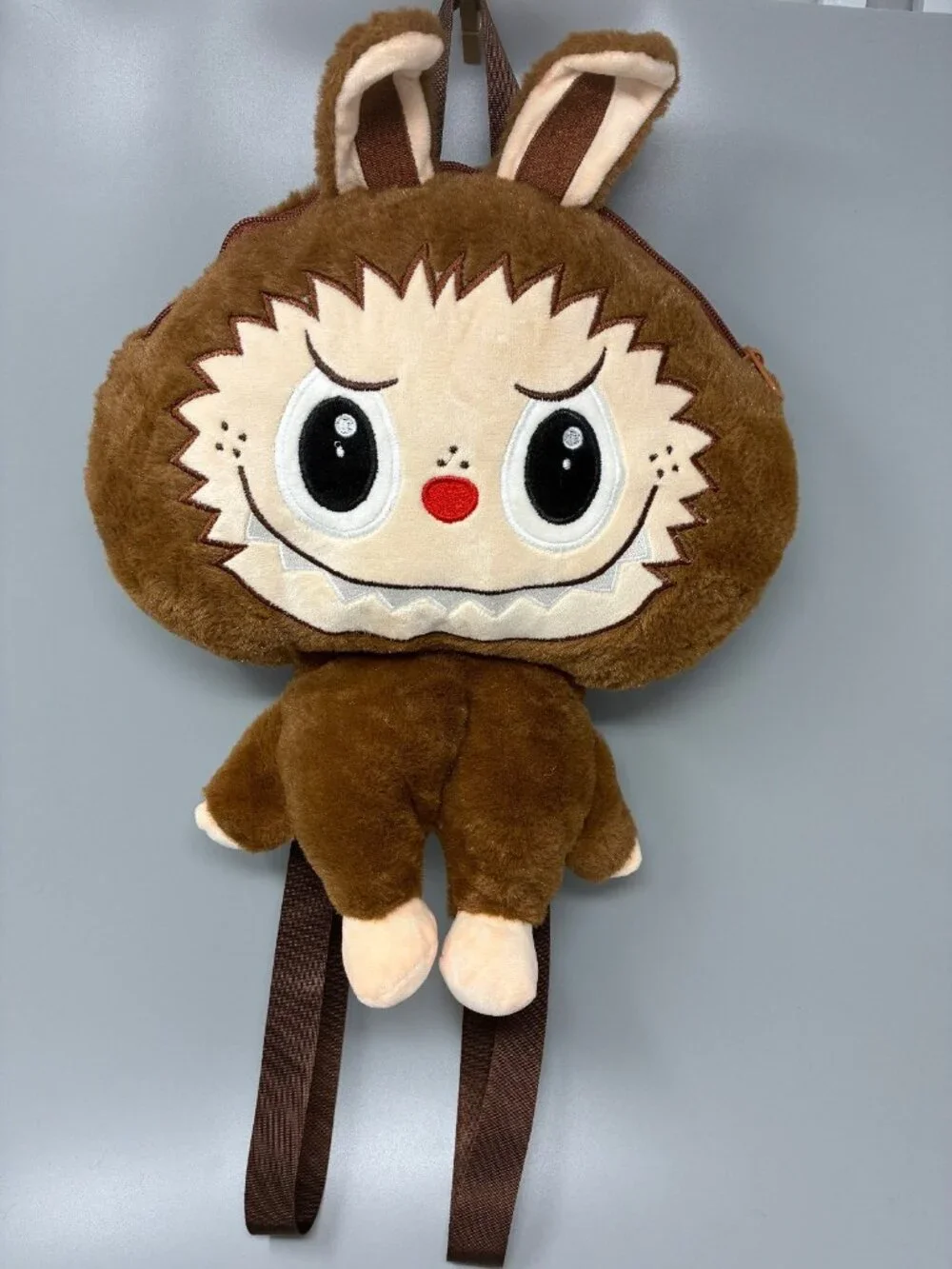 Labubu Inspired Monster Plush Backpack Fuzzy Character Kids Adjustable Straps